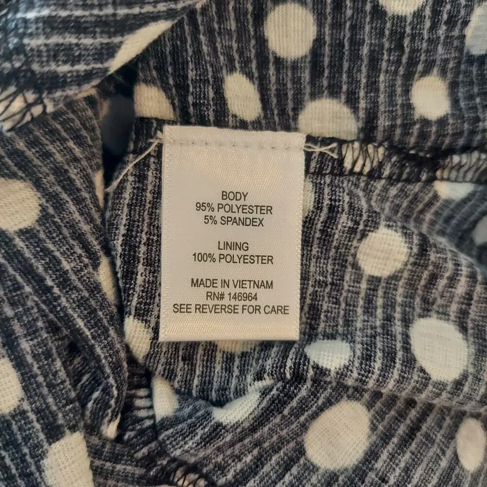 Signature Robbie‎ Bee Dress Medium Black White Polka Dot Sleeveless Ruffle Hem